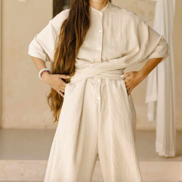 NWT Nothing Fits But STONE WASHED LINEN JUMPSUIT - Picture 3 of 5